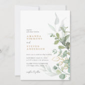 Sage Green Gold Eucalyptus Greenery Boho Wedding Einladung (Vorderseite)