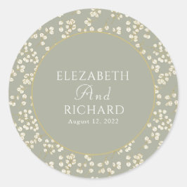 Sage Green Gold Eucalyptus Verlasst Grünflächen Runder Aufkleber