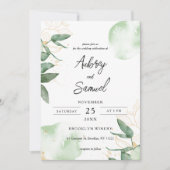Sage Green Gold Eucalyptus Wedding Einladung (Vorderseite)