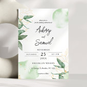 Sage Green Gold Eucalyptus Wedding Einladung