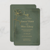 Sage Green Gold Floral Elegant Wedding Invitation (Vorne/Hinten)