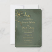 Sage Green Gold Floral Elegant Wedding Invitation (Vorderseite)