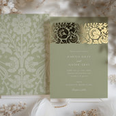 Sage Green Gold Floral Wedding Folieneinladung