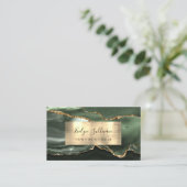 Sage Green Gold Foil Agate Business Card Visitenkarte (Stehend Vorderseite)