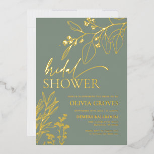 Sage Green Gold Foil Bridal Dusche Einladung
