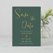 Sage Green Gold Foil Hochzeit speichern das Datum Folieneinladung (Stehend vorne)