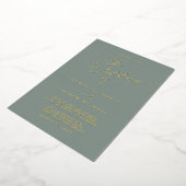 Sage Green Gold Foil Monogramm Minimalistische Hoc Folieneinladung (Gedreht)