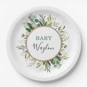 Sage Green Gold Garden Grüne Baby Dusche Pappteller