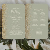 Sage Green Gold Glitzer Edge Wedding Program Fächer
