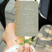 Sage Green Gold Glitzer Edge Wedding Program Fächer