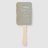 Sage Green Gold Glitzer Edge Wedding Program Fächer (Vorderseite)