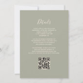 Sage Green Gold Glitzer QR Code Hochzeit Einladung (Rückseite)