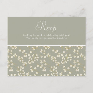 Sage Green Gold Greenerity Wedding Rsvp Postcard Postkarte