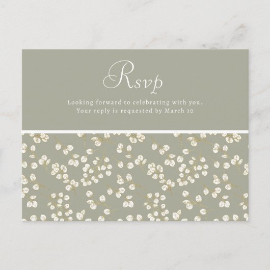 Sage Green Gold Greenerity Wedding Rsvp Postcard Postkarte (Vorderseite)
