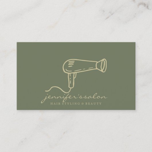 Sage Green Gold Hair Dresser Salon Stylist Visitenkarte (Vorderseite)