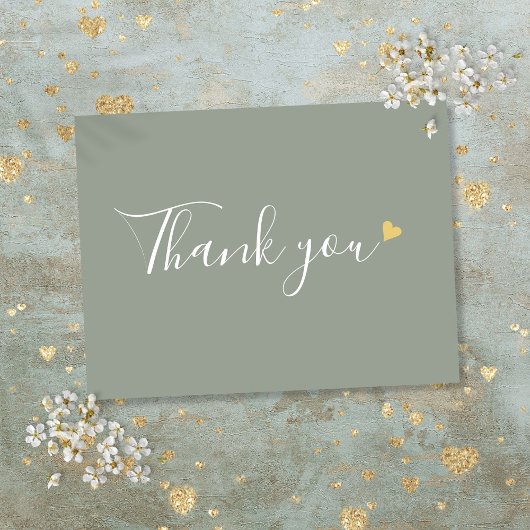 Sage Green Gold Heft Script Business Vielen Dank Postkarte