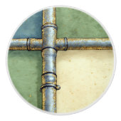 Sage Green Gold Industrial Abstrakt Artistic Zuhau Keramikknauf (Vorderseite)