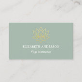 Sage green gold lotus flower Yoga Instructor Visitenkarte (Vorderseite)