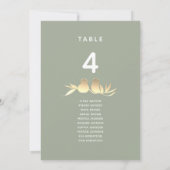 Sage Green Gold Love Birds Wedding Seating Chart (Rückseite)