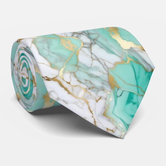 Sage Green Gold Marble Stone Elegant  Krawatte (Gerollt)