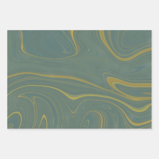 Sage Green Gold Marmor Agate Glitzer Geschenkpapier Set (Vorderseite 2)