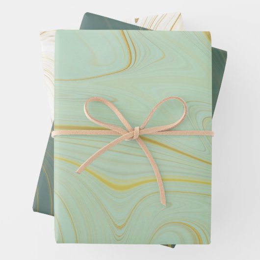 Sage Green Gold Marmor Agate Glitzer Geschenkpapier Set (Beispiel)