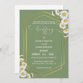 Sage Green Gold Minimalistisch Floral Wedding Einladung (Vorne/Hinten)