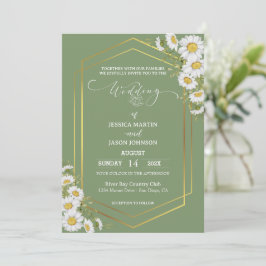 Sage Green Gold Minimalistisch Floral Wedding Einladung