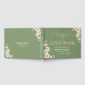 Sage Green Gold Minimalistisch Floral Wedding Gästebuch (Voll)