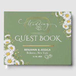 Sage Green Gold Minimalistisch Floral Wedding Gästebuch