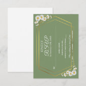 Sage Green Gold Minimalistisch Floral Wedding RSVP Karte (Vorne/Hinten)