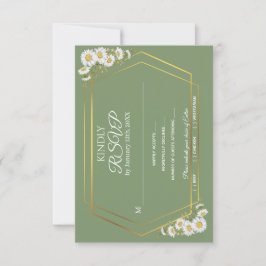 Sage Green Gold Minimalistisch Floral Wedding RSVP Karte
