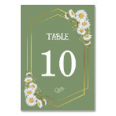Sage Green Gold Minimalistisch Floral Wedding Tischnummer (Rückseite)