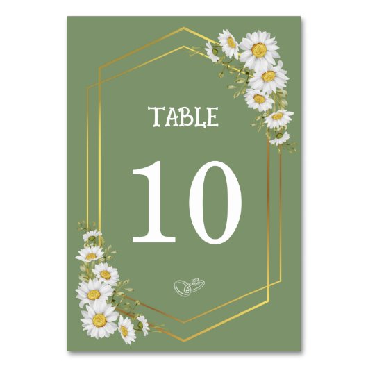 Sage Green Gold Minimalistisch Floral Wedding Tischnummer (Vorderseite)