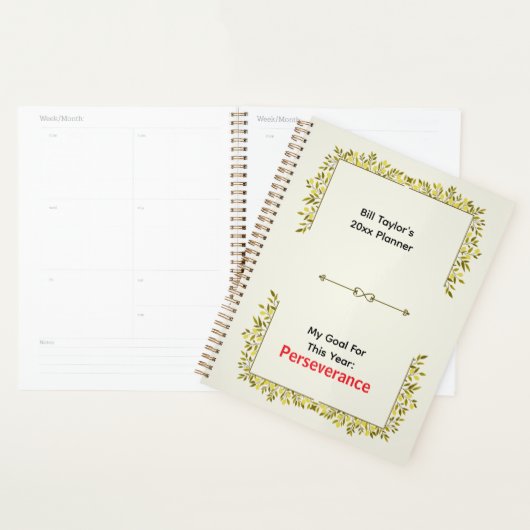 Sage Green & Gold Motif Perseverance Goal Planer (Anzeige)