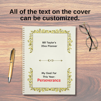 Sage Green & Gold Motif Perseverance Goal  Planer