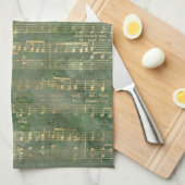 Sage Green Gold Music Geschirrtuch (Viertel Falte)