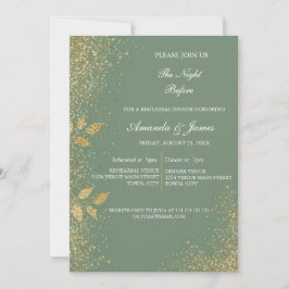 Sage Green Gold Photo Rehearsal Dinner Invitation Einladung