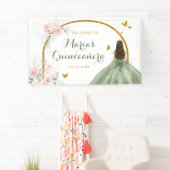 Sage Green Gold Princess Quinceñera Butterfly Banner (Insitu)