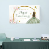 Sage Green Gold Princess Quinceñera Butterfly Banner (Messeveranstaltung)