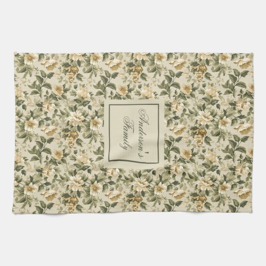 Sage Green Gold Print Personalized Luxury Towel Geschirrtuch (Horizontal)