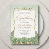 Sage Green Gold Quinceañera Einladung