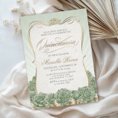 Sage Green Gold Quinceañera Einladung