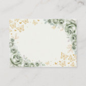 Sage Green Gold Quinceanera Reception Details Begleitkarte (Rückseite)