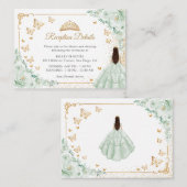 Sage Green Gold Quinceanera Reception Details Begleitkarte (Vorne/Hinten)