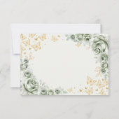 Sage Green Gold Quinceanera Reply RSVP Karte (Rückseite)
