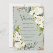 Sage Green Gold Rustic Floral Wedding Einladung (Vorderseite)