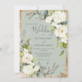 Sage Green Gold Rustic Floral Wedding Einladung (Vorderseite)