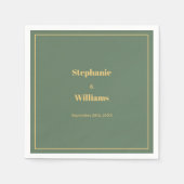 Sage Green Gold Script Elegante Minimale Hochzeit Serviette (Vorderseite)