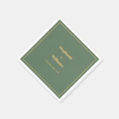 Sage Green Gold Script Elegante Minimale Hochzeit Serviette (Ecke)